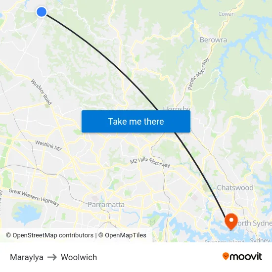 Maraylya to Woolwich map