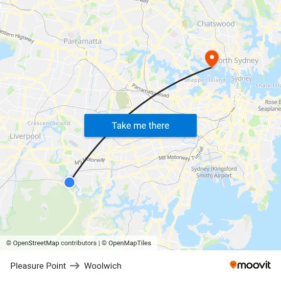 Pleasure Point to Woolwich map