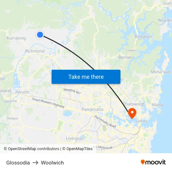 Glossodia to Woolwich map