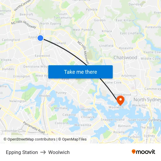 Epping Station to Woolwich map