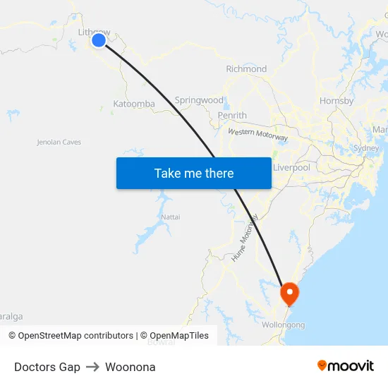 Doctors Gap to Woonona map