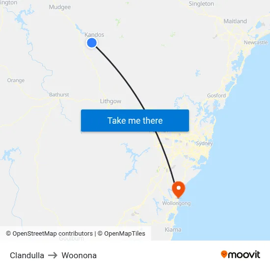 Clandulla to Woonona map