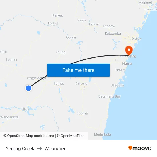 Yerong Creek to Woonona map