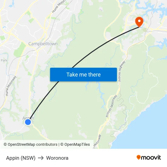 Appin (NSW) to Woronora map