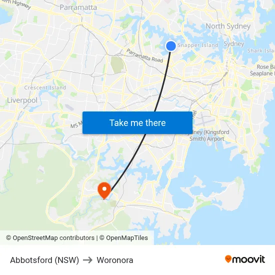Abbotsford (NSW) to Woronora map