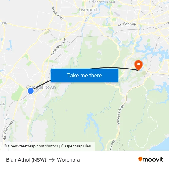 Blair Athol (NSW) to Woronora map