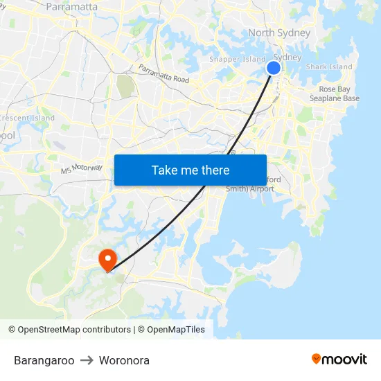 Barangaroo to Woronora map