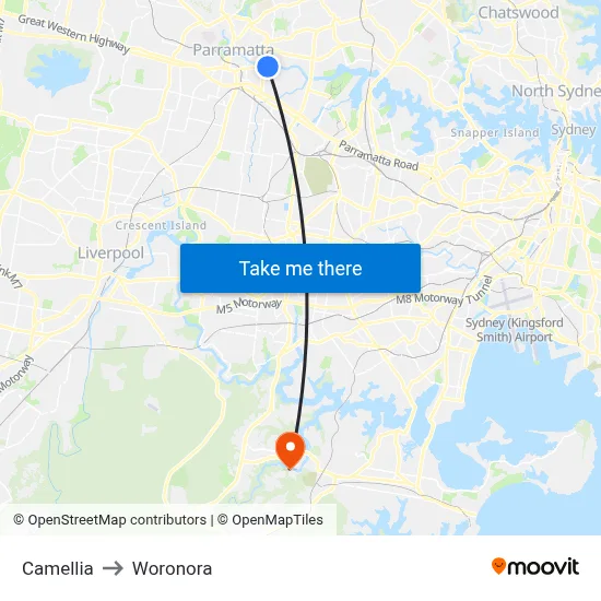 Camellia to Woronora map