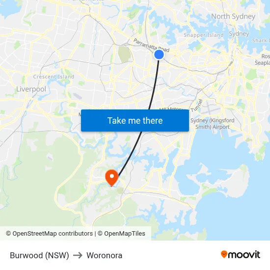 Burwood (NSW) to Woronora map