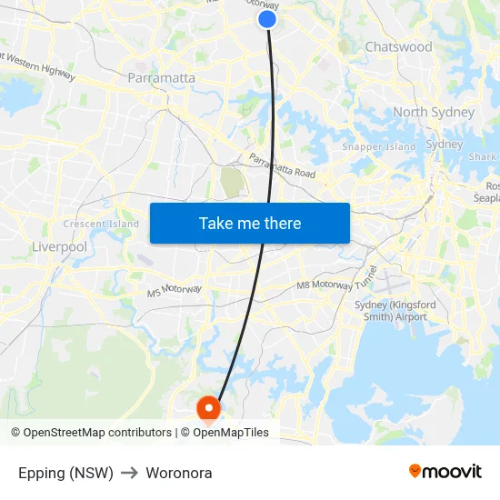 Epping (NSW) to Woronora map