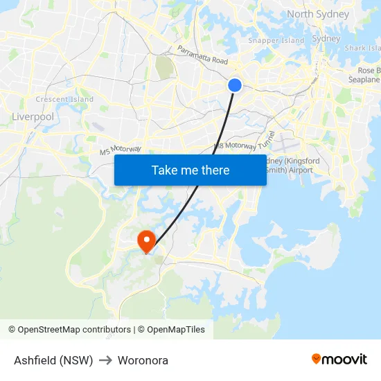 Ashfield (NSW) to Woronora map