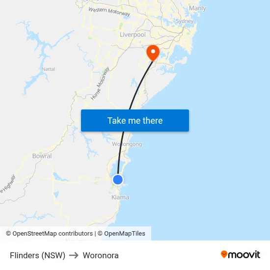 Flinders (NSW) to Woronora map
