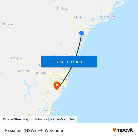 Fassifern (NSW) to Woronora map
