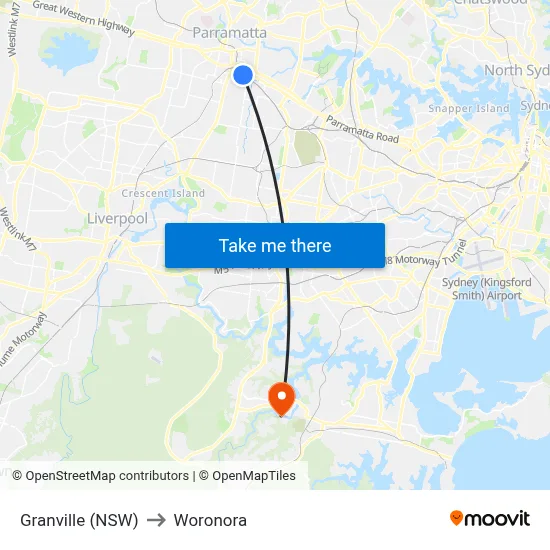 Granville (NSW) to Woronora map