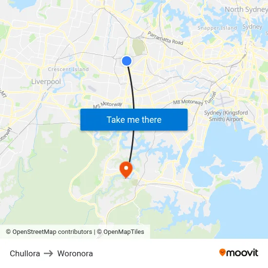 Chullora to Woronora map