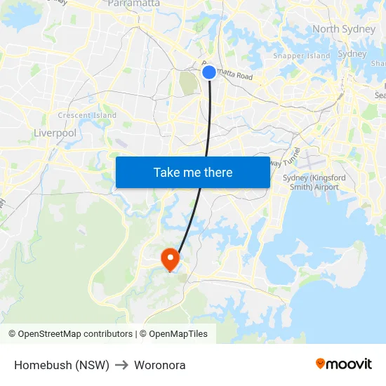 Homebush (NSW) to Woronora map
