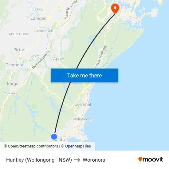 Huntley (Wollongong - NSW) to Woronora map