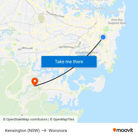 Kensington (NSW) to Woronora map