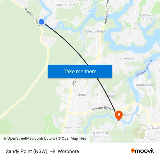 Sandy Point (NSW) to Woronora map