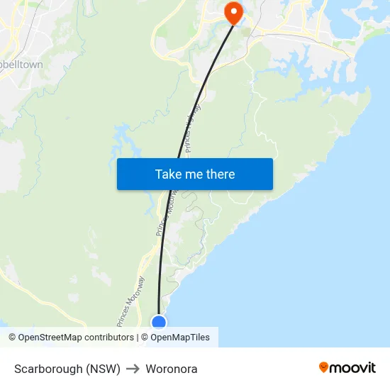 Scarborough (NSW) to Woronora map