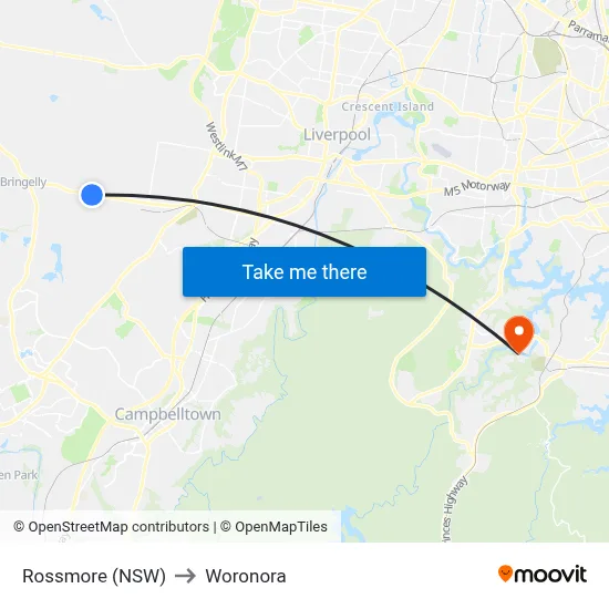 Rossmore (NSW) to Woronora map