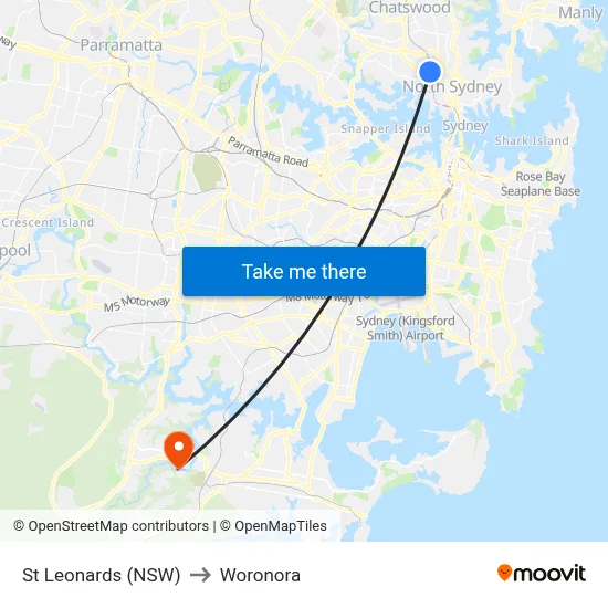 St Leonards (NSW) to Woronora map