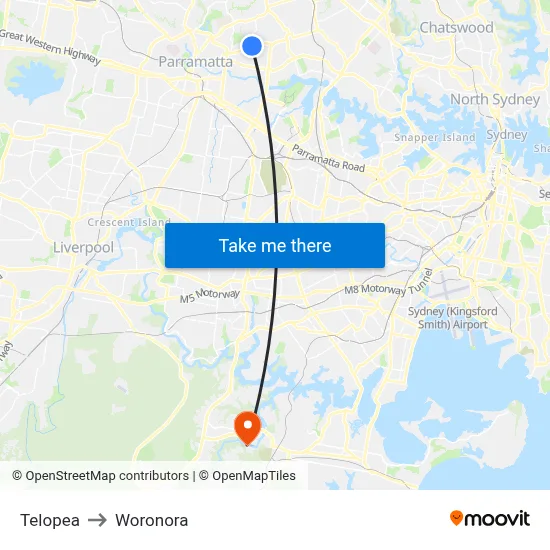 Telopea to Woronora map