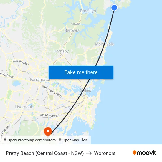 Pretty Beach (Central Coast - NSW) to Woronora map