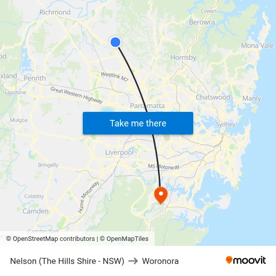 Nelson (The Hills Shire - NSW) to Woronora map