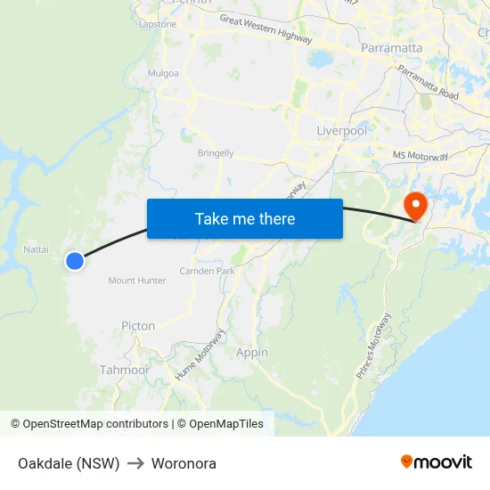 Oakdale (NSW) to Woronora map