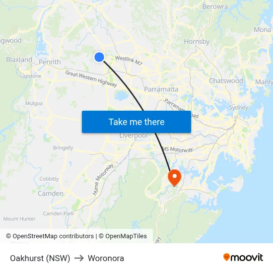 Oakhurst (NSW) to Woronora map