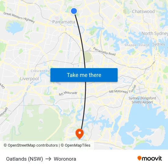 Oatlands (NSW) to Woronora map