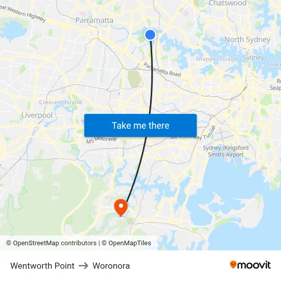 Wentworth Point to Woronora map