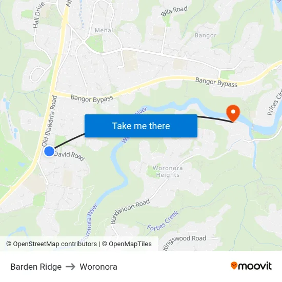 Barden Ridge to Woronora map