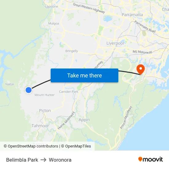 Belimbla Park to Woronora map