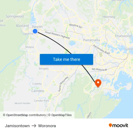 Jamisontown to Woronora map