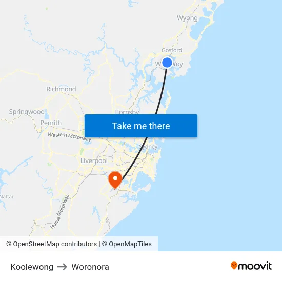 Koolewong to Woronora map