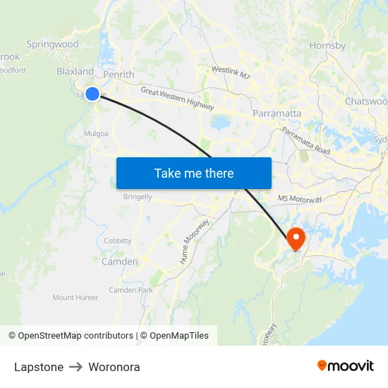 Lapstone to Woronora map