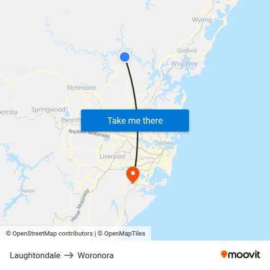 Laughtondale to Woronora map