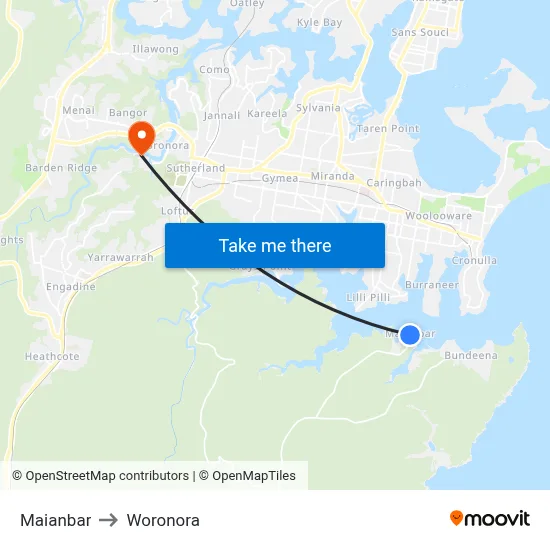 Maianbar to Woronora map