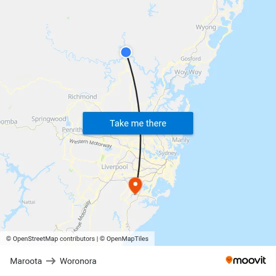 Maroota to Woronora map
