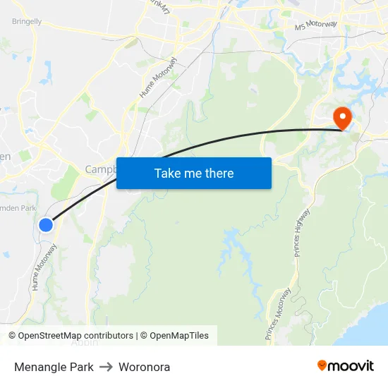 Menangle Park to Woronora map