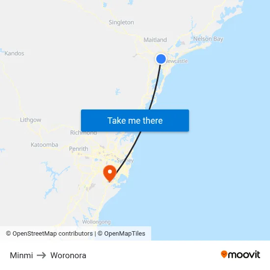 Minmi to Woronora map
