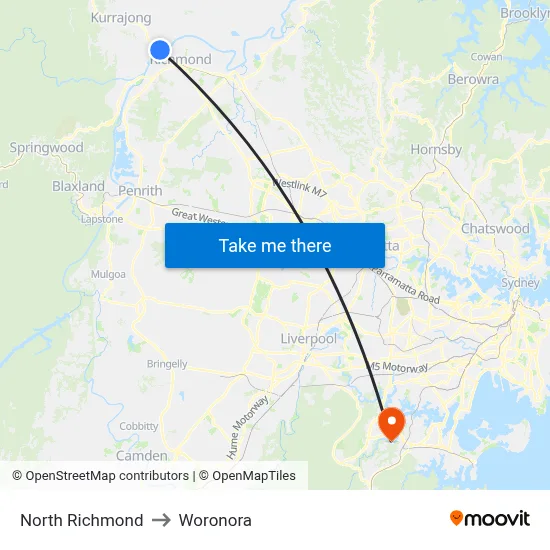 North Richmond to Woronora map