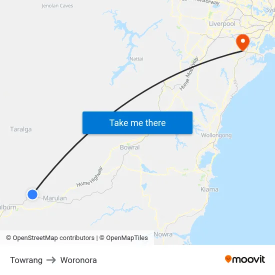 Towrang to Woronora map