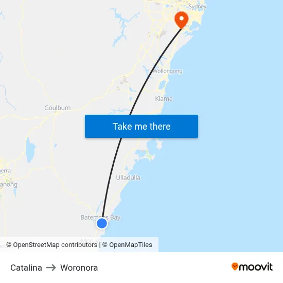 Catalina to Woronora map
