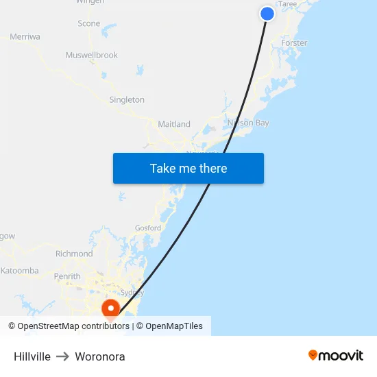 Hillville to Woronora map