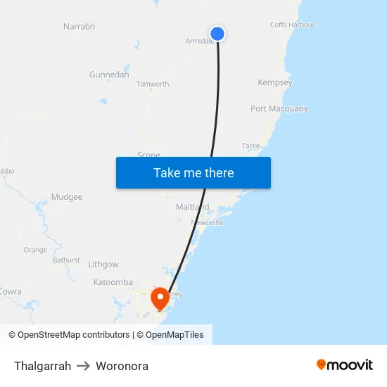 Thalgarrah to Woronora map