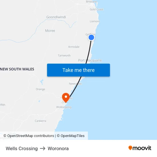 Wells Crossing to Woronora map