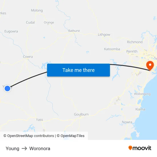 Young to Woronora map